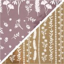 Creativ Company Dekorasjonsfolie m. blomster Gull + lilla