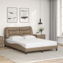  Sengeramme med LED-lys cappuccino 140x200 cm kunstig lær 8721012356535