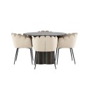 Spisegruppe Venture Home Olivia Ø 110 cm med 4 Limhamn Stoler Fløyel