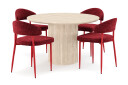 Scandinavian Choice Uppveda Rundt Spisebord 130 cm med travertin look med 4 stk Jairam Spisestoler Beige