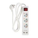 E:ZO 3 veis skjøteledning med 2XUSB og Bryter 1 m