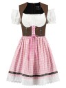 Haus Huberts V.O.F Oktoberfestkjole Rosi Brun overdel og rosa rutetet skjørt, Str. 44