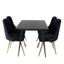 Silar Spisegruppe Forlengningsbar 120 cm Rektangulær med 4 Velvet Stoler - Sort