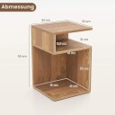 S formet sidebord med 2 åpne hyller – Moderne nattbord
