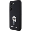 Karl Lagerfeld Mobildeksel Silicone Ikonik Metal Pin for Samsung Galaxy S24+ - Sort