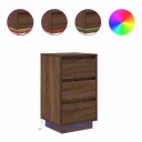  Nattbord med LED lys brun eik 38x34x65 cm