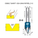 Cobolt 209-000 Skiftfres Z=3 30 grader Maskintilbehør & forbruk