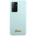Guess S21 Ultra Hardcase Blå Silikon med Metall-Logo
