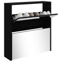 vidaXL Skoskap med speil 2 lag svart 63x17x67 cm