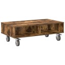 vidaXL Sidebord med hjul Røkt eik 90 x 50 x 30 cm Konstruert tre