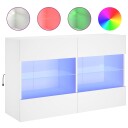  Vegghengt TV benk med LED hvit 98,5x30x60,5 cm