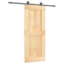 vidaXL Skyvedør Naturlig og svart 85 x 210 cm Massiv Furu Tre