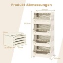 5 etasjes rullende vaskeromsvogn med kroker og håndtak