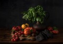 Still life with tomatoes and basil Poster Plakat / 40x50cm
