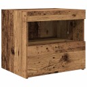  Nattbord med LED lamper Gamle treverk 50x40x45 cm