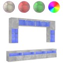 vidaXL Vegghengte TV-benker med LED 8 stk betonggrå 8721012471825