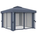 vidaXL Paviljong med gardin 3x3 m antrasitt aluminium