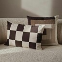 Ferm Living Border Patchwork Pute 50x50 cm Carob Brown / Clear Blue