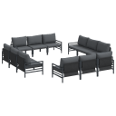  Hagesofa Set 12 pcs Antrasitt Stål