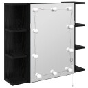  Speilskap med hylle Svart Eik 70 x 16,5 x 60 cm Konstruert tre