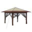 vidaXL Gazebo med 4 sidevegger 3,3 x 3,3 m Krem og brun