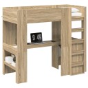  Loft seng ramme med skrivebord Sonoma eik 100 x 200 cm