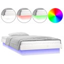 vidaXL Sengeramme med LED hvit 75x190 cm 2FT6 Small Single heltre