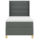  Box Spring Seng med Madrass Mørkegrå 90x200 cm Stof