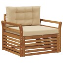 vidaXL Utesofa Solid akasietre og polyester Naturlig og Beige