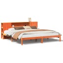  Seng med bokhylle uten madrass voksbrun 180x200 cm heltre furu 8721158616111
