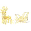  Reinsdyr Trekke Slede Varmhvit 30 x 12 x 55 cm PET