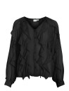 Vila Vimitalla V-Neck L/S Flounce Shirt - Black - 36