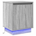  Nattbord med LED lamper Grå Sonoma 39x34,5x50 cm