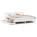  Sengeramme med madrass hvit 200x200 cm heltre furu 8721102942440