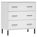 vidaXL Skjenk med 3 skuffer hvit 77x40x79,5 cm heltre OSLO