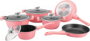 Stekepanne- og Kasserollesett, 6 Kokekar - Rosa