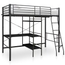 vidaXL Køyeseng med bord ramme svart metall 90x200 cm