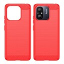 Xiaomi Redmi 12C Børstet TPU Deksel Karbonfiber Rød