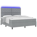  Boksfjær seng med madrass & LED lampe Grå 180x200 cm Stoff