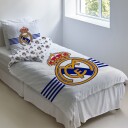 Licens Real Madrid sengetøy   100% bomull   Barnesengetøy 140x200 cm   Hvit fotball sengetøy
