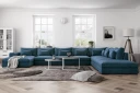 Dubai U modulsofa Large med divan venstre fløyel ekstra dyp   Blå