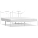 vidaXL Sengeramme i metall med sengegavl hvit 200x200 cm