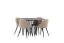 Venture Home Spisegruppe Alismo 120 cm Rund med 4 Longreone Stoler Beige