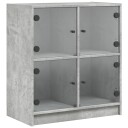 vidaXL Sideskap med glassdører betonggrå 68x37x75,5 cm