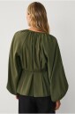 Ellos Collection - Bluse med knytbart belte - Grønn