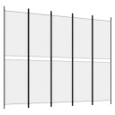 vidaXL Romdeler med 5 paneler hvit 250x200 cm stoff