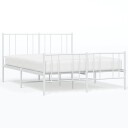 vidaXL Sengeramme i metall med hode- og fotgavl hvit 120x200 cm