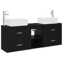 vidaXL Baderomsskapsett 3 stk. Svart 53 x 34,5 x 63 cm Konstruert tre