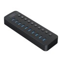Orico CT2U3-10AB USB-A 3.0 Hub med 10 Porter og Brytere Svart