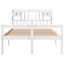  Seng med bokhylle uten madrass hvit 160x200 cm heltre furu 8721158608475